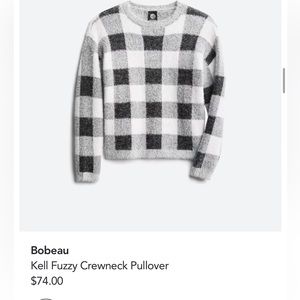 White and black plaid sweater, XXL, bobeau